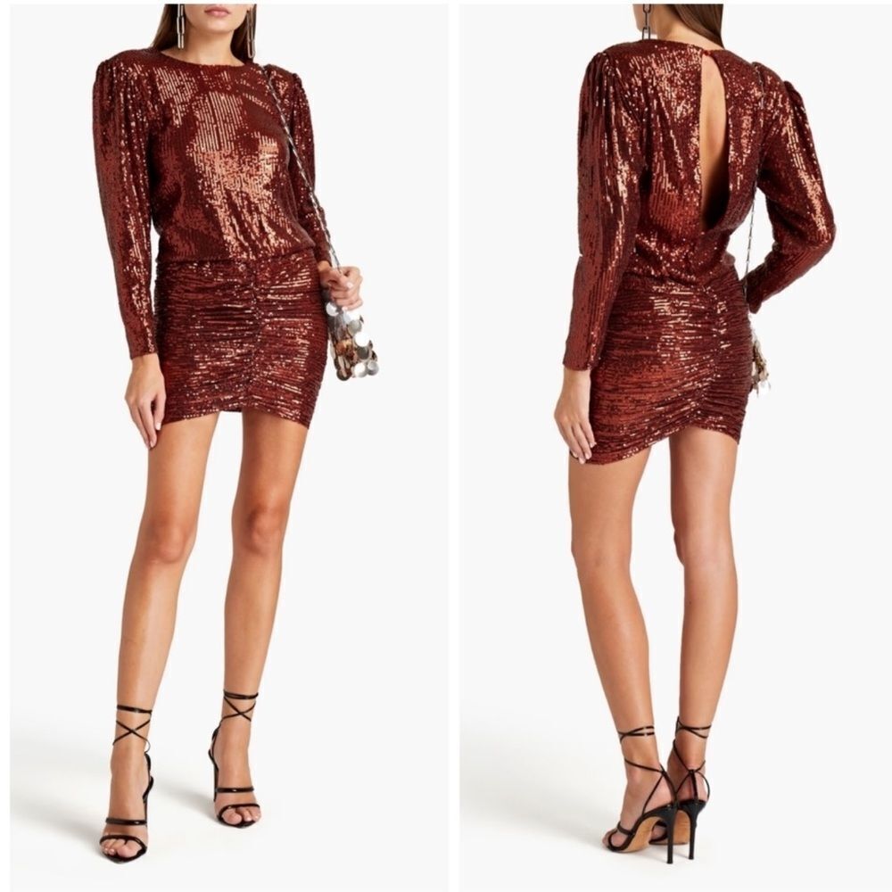 Retrofete Sequin Mini Dress in Metallic Copper